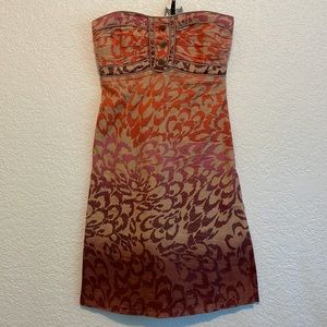 🐆 Multi-color strapless leopard print midi dress